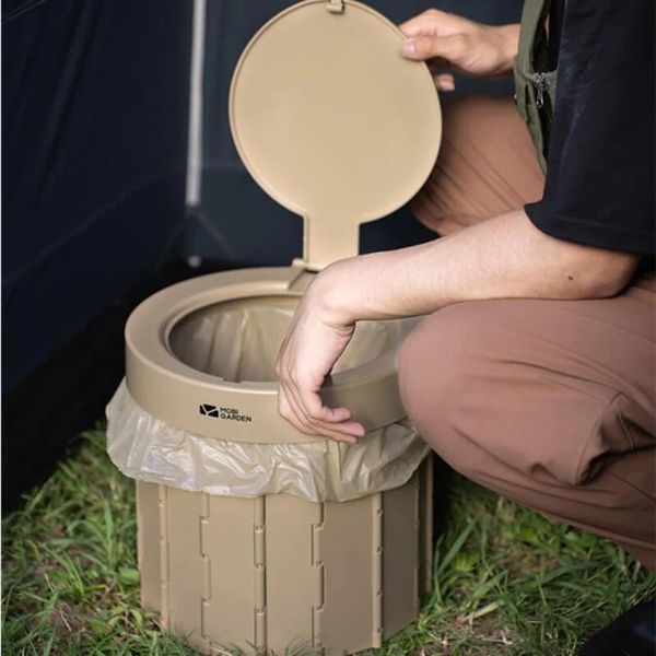 Відро-туалет складане Mobi Garden Closestool round NX22671043 khaki 6926767322374 фото